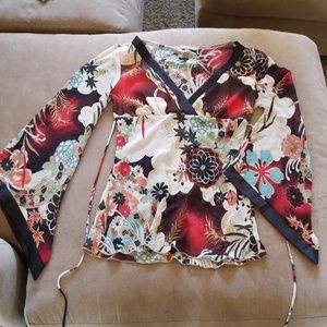 Asian-inspired Bell-sleeved Flowy Top